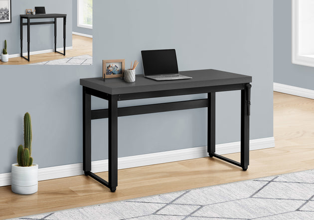 I 7680 Computer Desk - 48"L / Modern Grey / Adj.Height/ Black - Furniture Depot