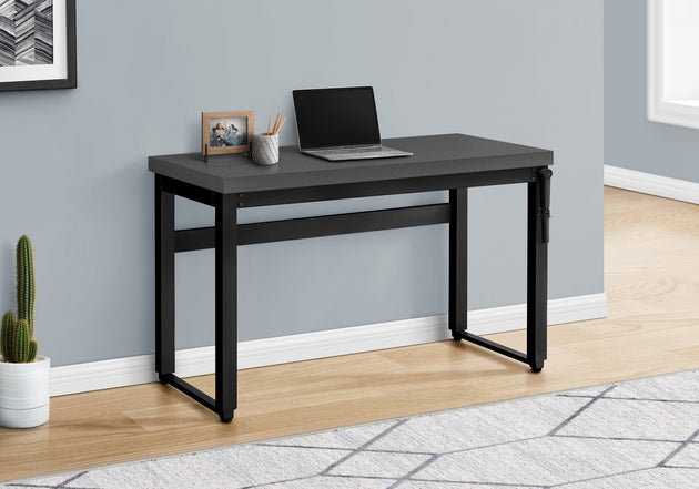 I 7680 Computer Desk - 48"L / Modern Grey / Adj.Height/ Black - Furniture Depot