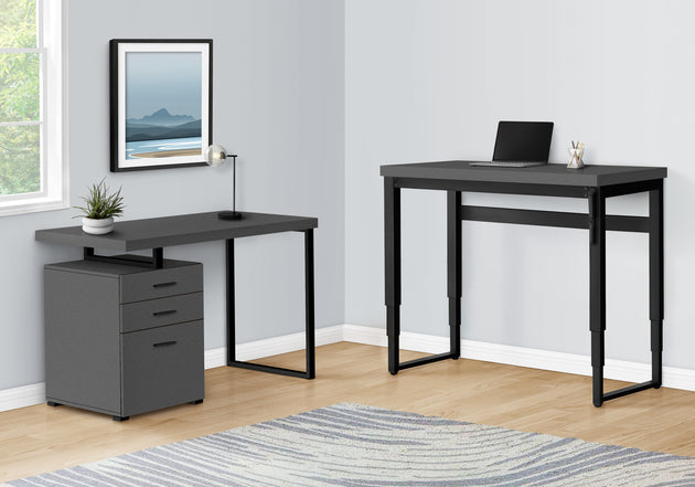 I 7680 Computer Desk - 48"L / Modern Grey / Adj.Height/ Black - Furniture Depot