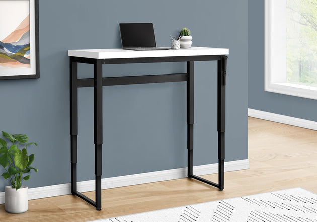 I 7681 Computer Desk - 48"L / White / Adj.Height/ Black Metal - Furniture Depot (7881150890232)