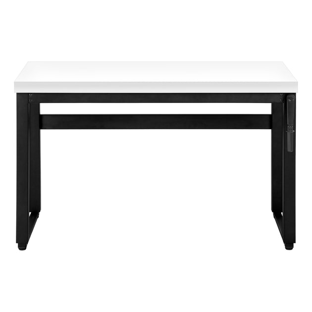 I 7681 Computer Desk - 48"L / White / Adj.Height/ Black Metal - Furniture Depot (7881150890232)