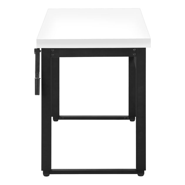 I 7681 Computer Desk - 48"L / White / Adj.Height/ Black Metal - Furniture Depot (7881150890232)