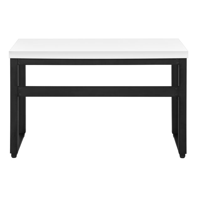 I 7681 Computer Desk - 48"L / White / Adj.Height/ Black Metal - Furniture Depot (7881150890232)