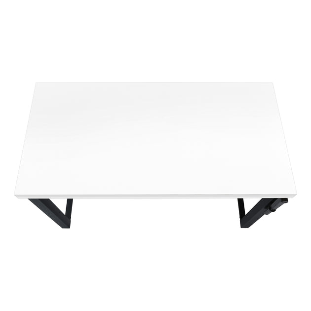 I 7681 Computer Desk - 48"L / White / Adj.Height/ Black Metal - Furniture Depot (7881150890232)