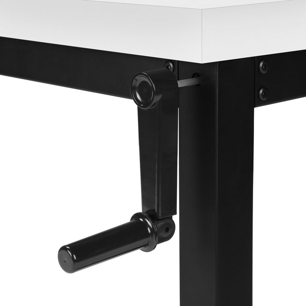 I 7681 Computer Desk - 48"L / White / Adj.Height/ Black Metal - Furniture Depot (7881150890232)