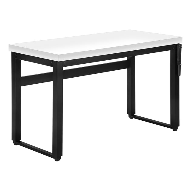 I 7681 Computer Desk - 48"L / White / Adj.Height/ Black Metal - Furniture Depot (7881150890232)