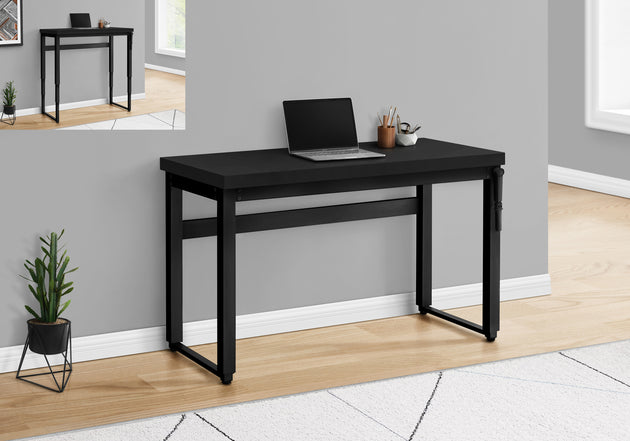 I 7682 Computer Desk - 48"L / Black / Adj.Height/ Black Metal - Furniture Depot
