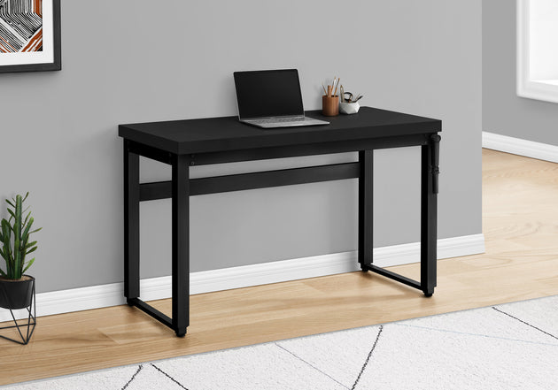 I 7682 Computer Desk - 48"L / Black / Adj.Height/ Black Metal - Furniture Depot