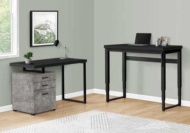 I 7682 Computer Desk - 48"L / Black / Adj.Height/ Black Metal - Furniture Depot