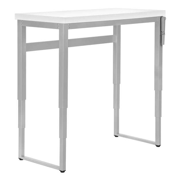 I 7683 Computer Desk - 48"L / White / Adj.Height/ Silver Metal - Furniture Depot