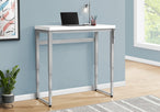 I 7683 Computer Desk - 48"L / White / Adj.Height/ Silver Metal - Furniture Depot
