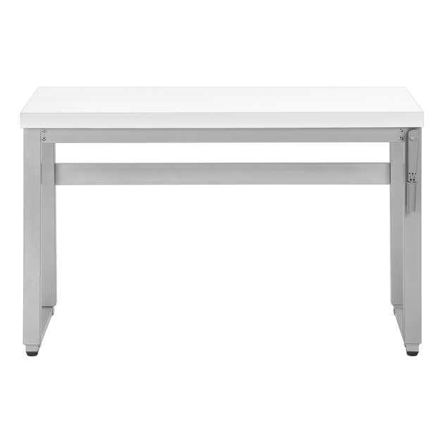 I 7683 Computer Desk - 48"L / White / Adj.Height/ Silver Metal - Furniture Depot