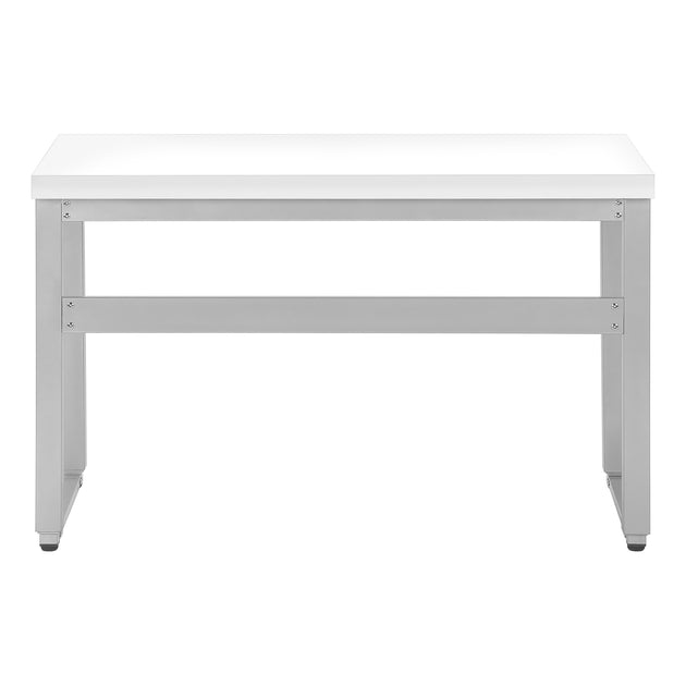 I 7683 Computer Desk - 48"L / White / Adj.Height/ Silver Metal - Furniture Depot