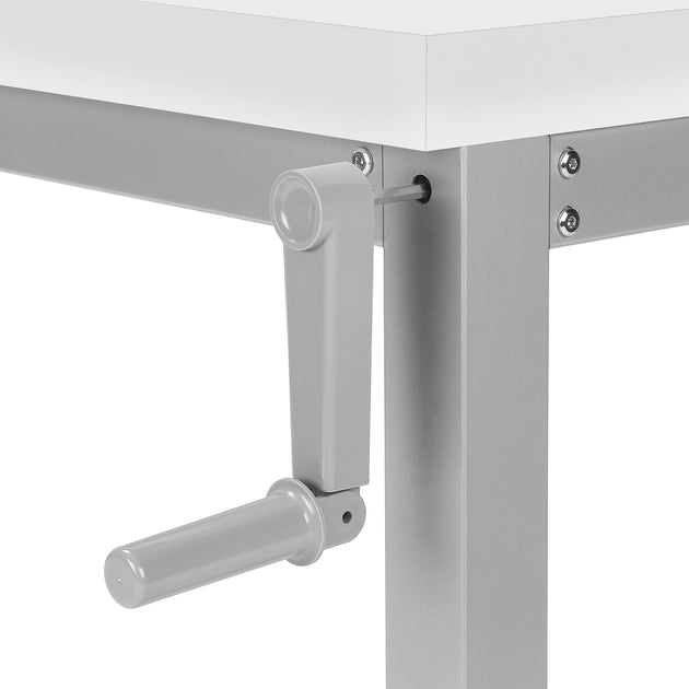 I 7683 Computer Desk - 48"L / White / Adj.Height/ Silver Metal - Furniture Depot
