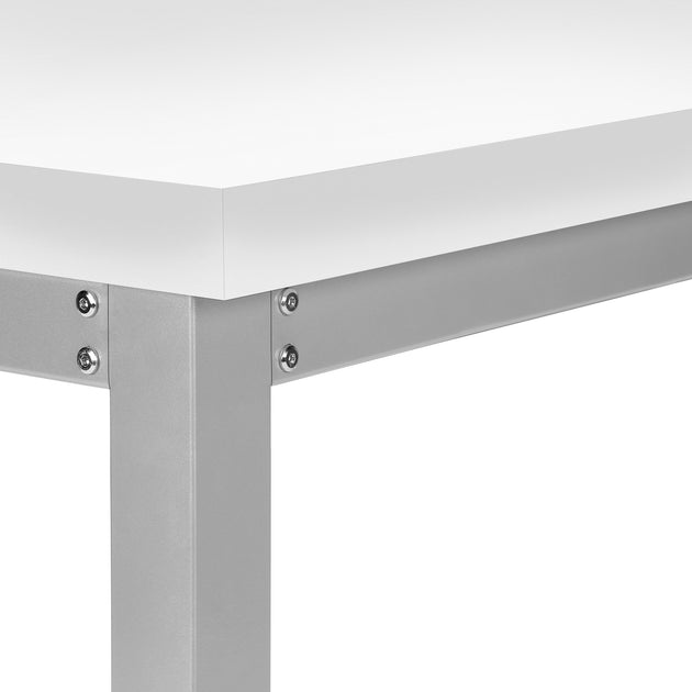 I 7683 Computer Desk - 48"L / White / Adj.Height/ Silver Metal - Furniture Depot