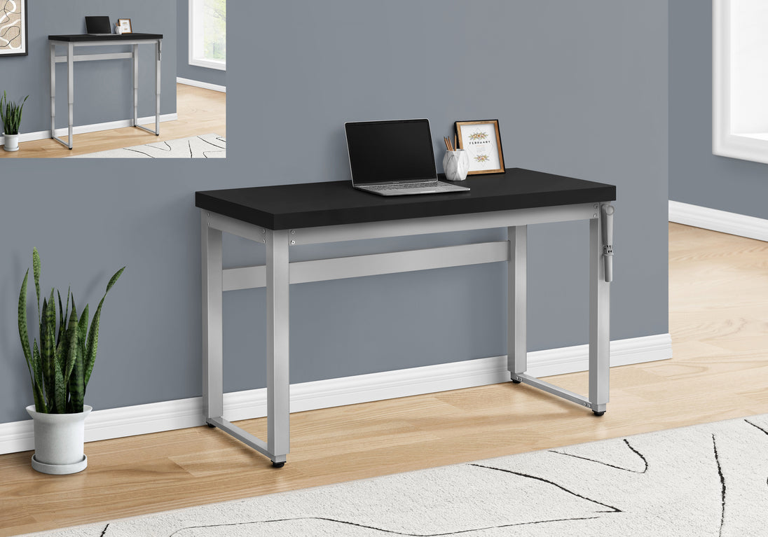 I 7684 Computer Desk - 48"L / Black / Adj.Height/ Silver Metal - Furniture Depot (7881151512824)