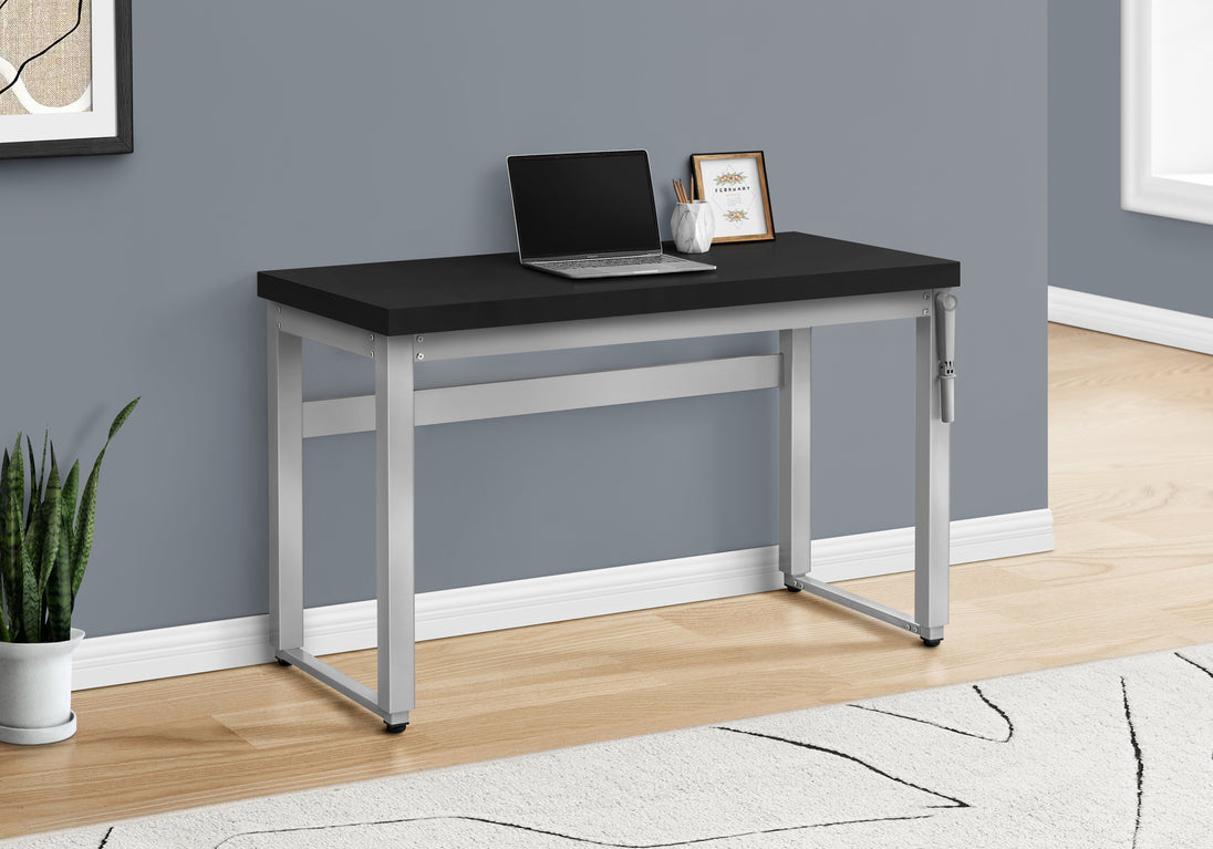 I 7684 Computer Desk - 48"L / Black / Adj.Height/ Silver Metal - Furniture Depot (7881151512824)
