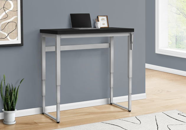 I 7684 Computer Desk - 48"L / Black / Adj.Height/ Silver Metal - Furniture Depot (7881151512824)