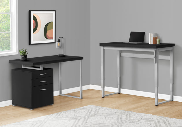 I 7684 Computer Desk - 48"L / Black / Adj.Height/ Silver Metal - Furniture Depot (7881151512824)