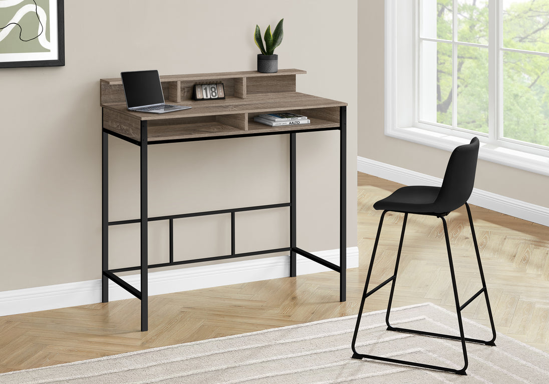 I 7702 Computer Desk - 48"L / Dark Taupe / Black Standing Height - Furniture Depot