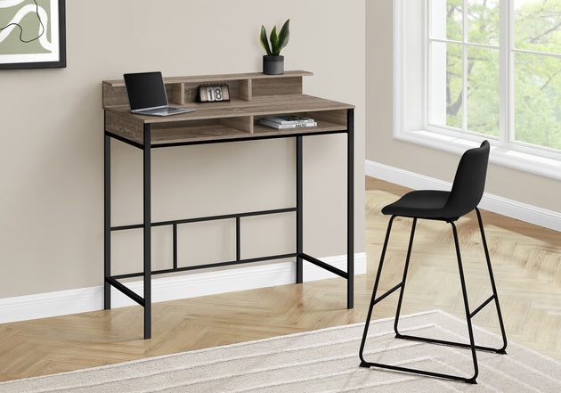 I 7702 Computer Desk - 48"L / Dark Taupe / Black Standing Height - Furniture Depot