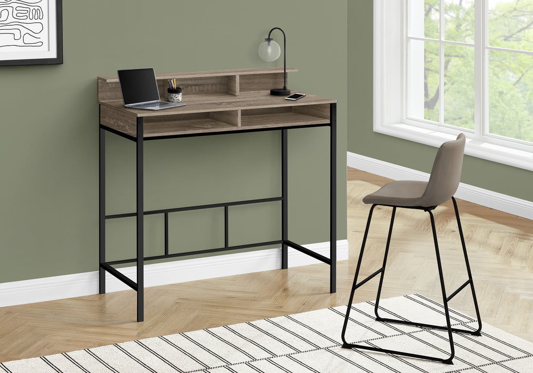 I 7702 Computer Desk - 48"L / Dark Taupe / Black Standing Height - Furniture Depot