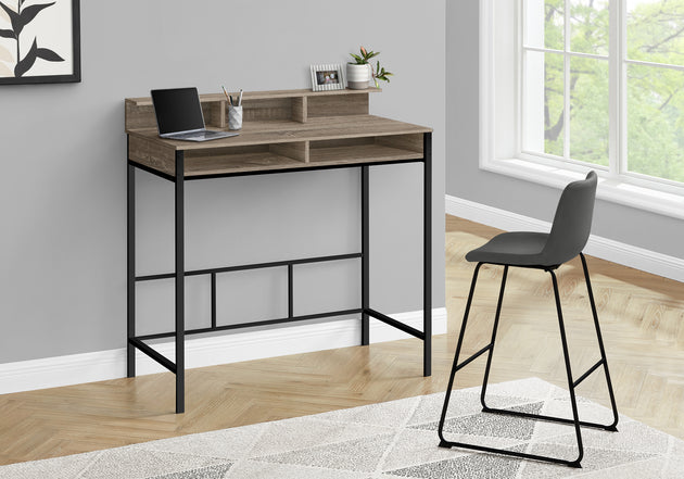 I 7702 Computer Desk - 48"L / Dark Taupe / Black Standing Height - Furniture Depot