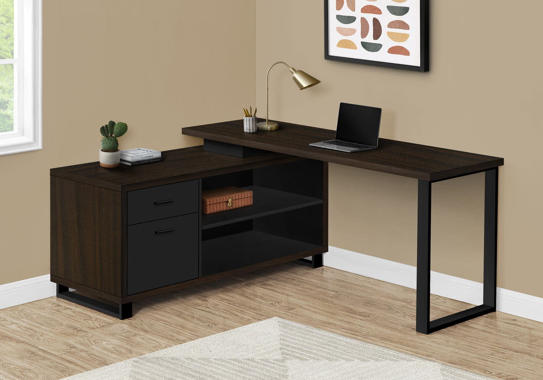 I 7710 Computer Desk - 72"L Espresso / Black Executive Corner - Furniture Depot (7881152528632)