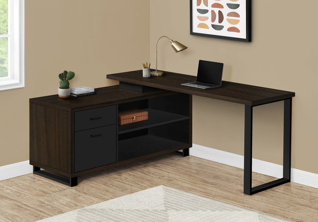 I 7710 Computer Desk - 72"L Espresso / Black Executive Corner - Furniture Depot (7881152528632)