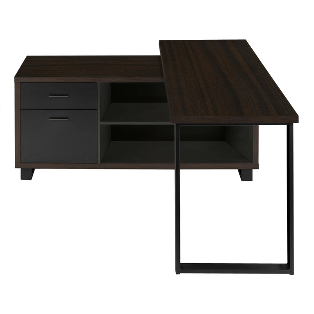 I 7710 Computer Desk - 72"L Espresso / Black Executive Corner - Furniture Depot (7881152528632)