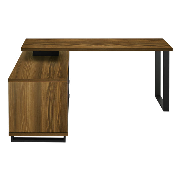 I 7711 Computer Desk - 72"L Walnut / Black Executive Corner - Furniture Depot