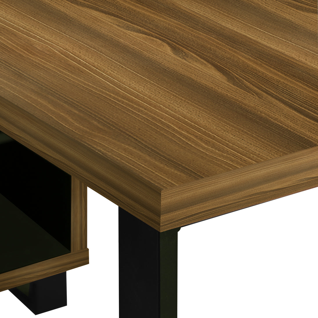 I 7711 Computer Desk - 72"L Walnut / Black Executive Corner - Furniture Depot