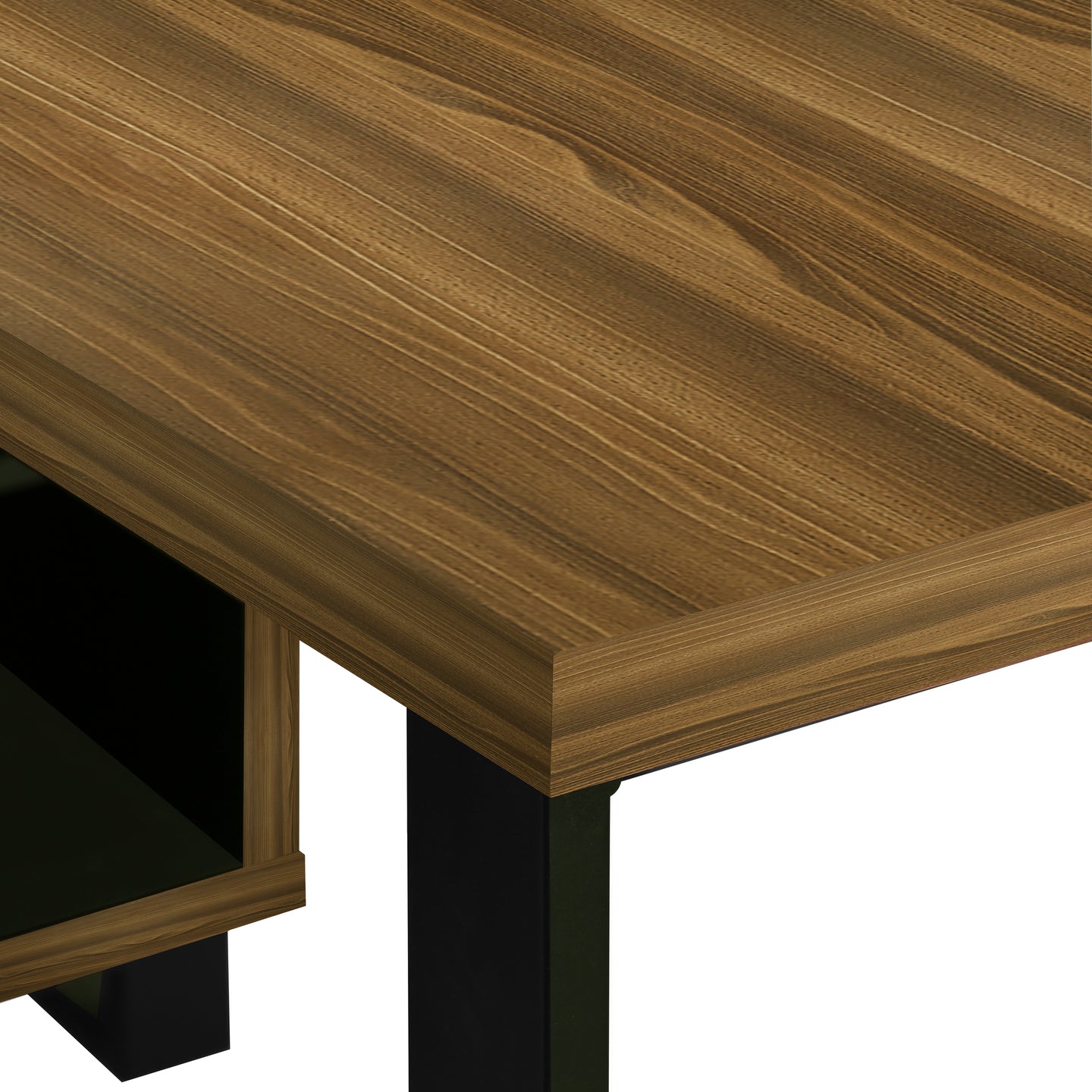 I 7711 Computer Desk - 72"L Walnut / Black Executive Corner - Furniture Depot
