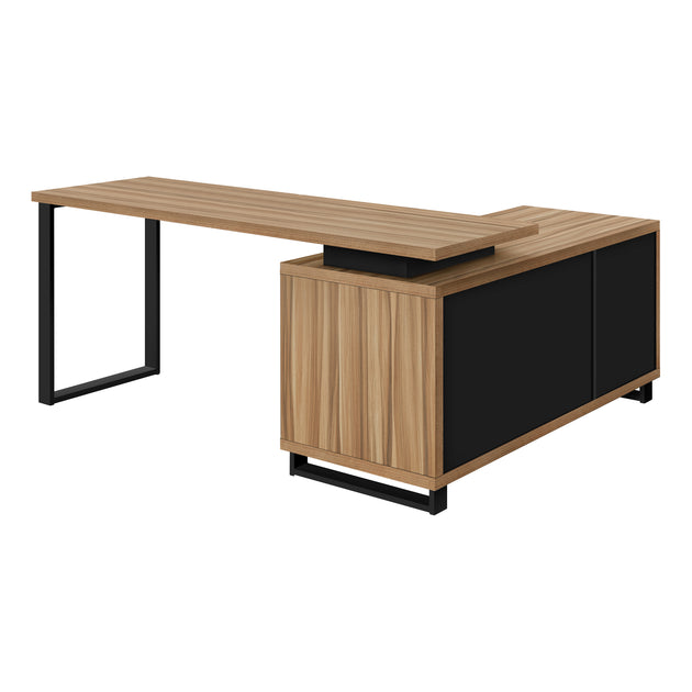 I 7712 Computer Desk - 72"L Reclaimed / Black Executive Corner - Furniture Depot