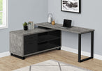 I 7714 Computer Desk - 72"L Grey Concrete/Black Executive Corner - Furniture Depot
