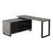 I 7714 Computer Desk - 72"L Grey Concrete/Black Executive Corner - Furniture Depot