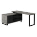 I 7714 Computer Desk - 72"L Grey Concrete/Black Executive Corner - Furniture Depot