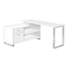 I 7716 Computer Desk - 72"L White / Silver Executive Corner - Furniture Depot