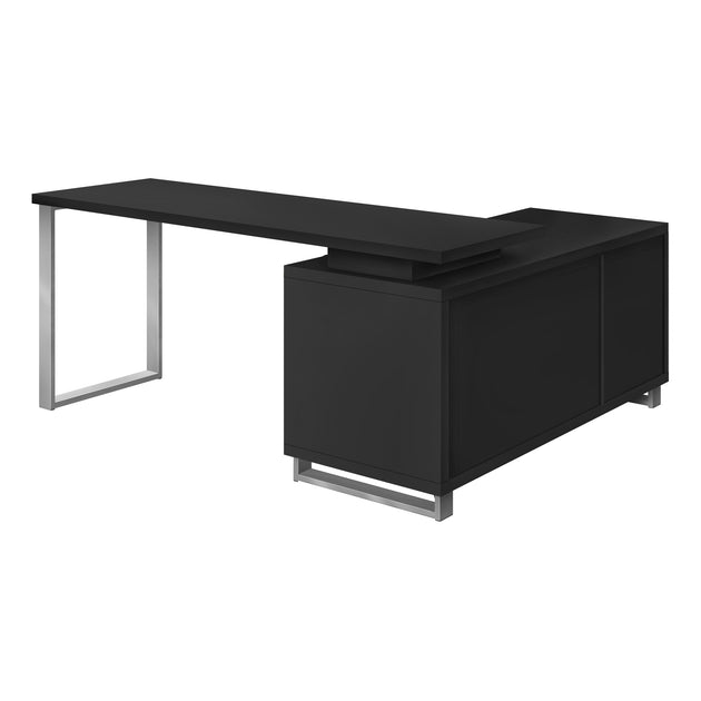 I 7717 Computer Desk - 72"L Black / Silver Executive Corner - Furniture Depot (7881153315064)