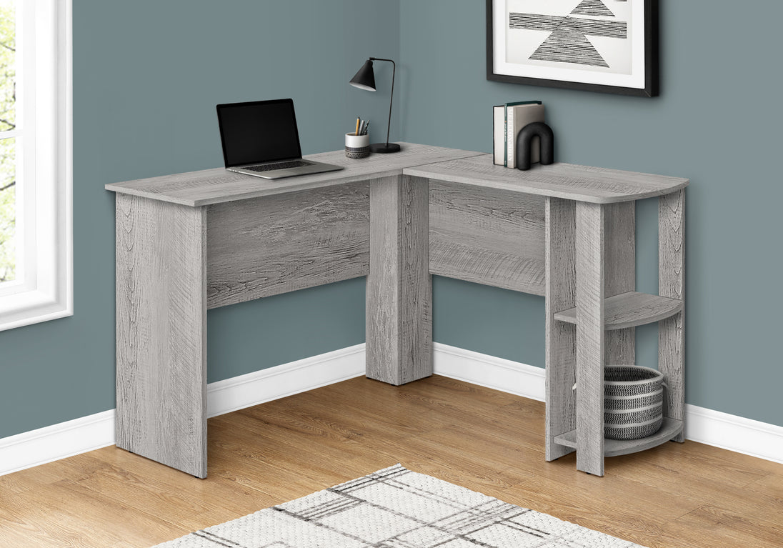 I 7720 Computer Desk - Industrial Grey L-Shaped Corner/2 Shelves - Furniture Depot (7881153380600)