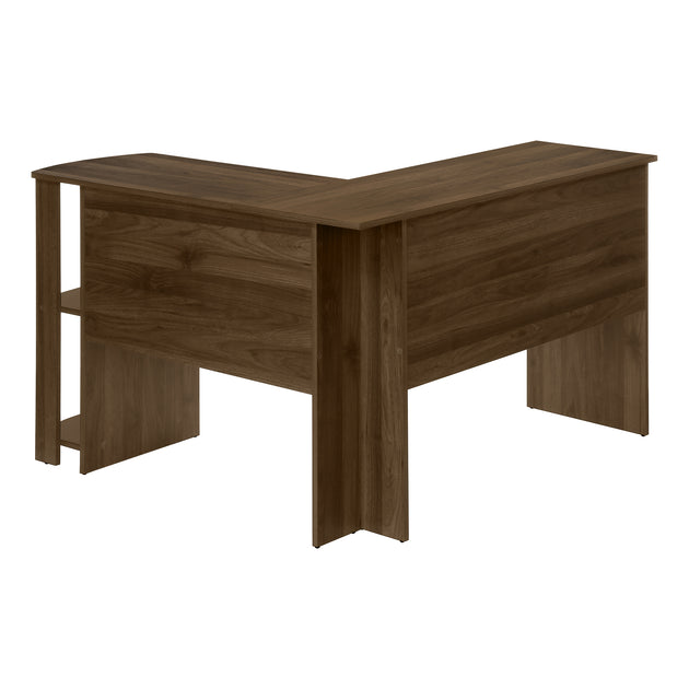 I 7721 Computer Desk - Dark Walnut L-Shaped Corner / 2 Shelves - Furniture Depot