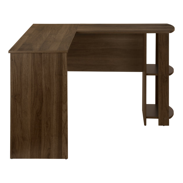 I 7721 Computer Desk - Dark Walnut L-Shaped Corner / 2 Shelves - Furniture Depot
