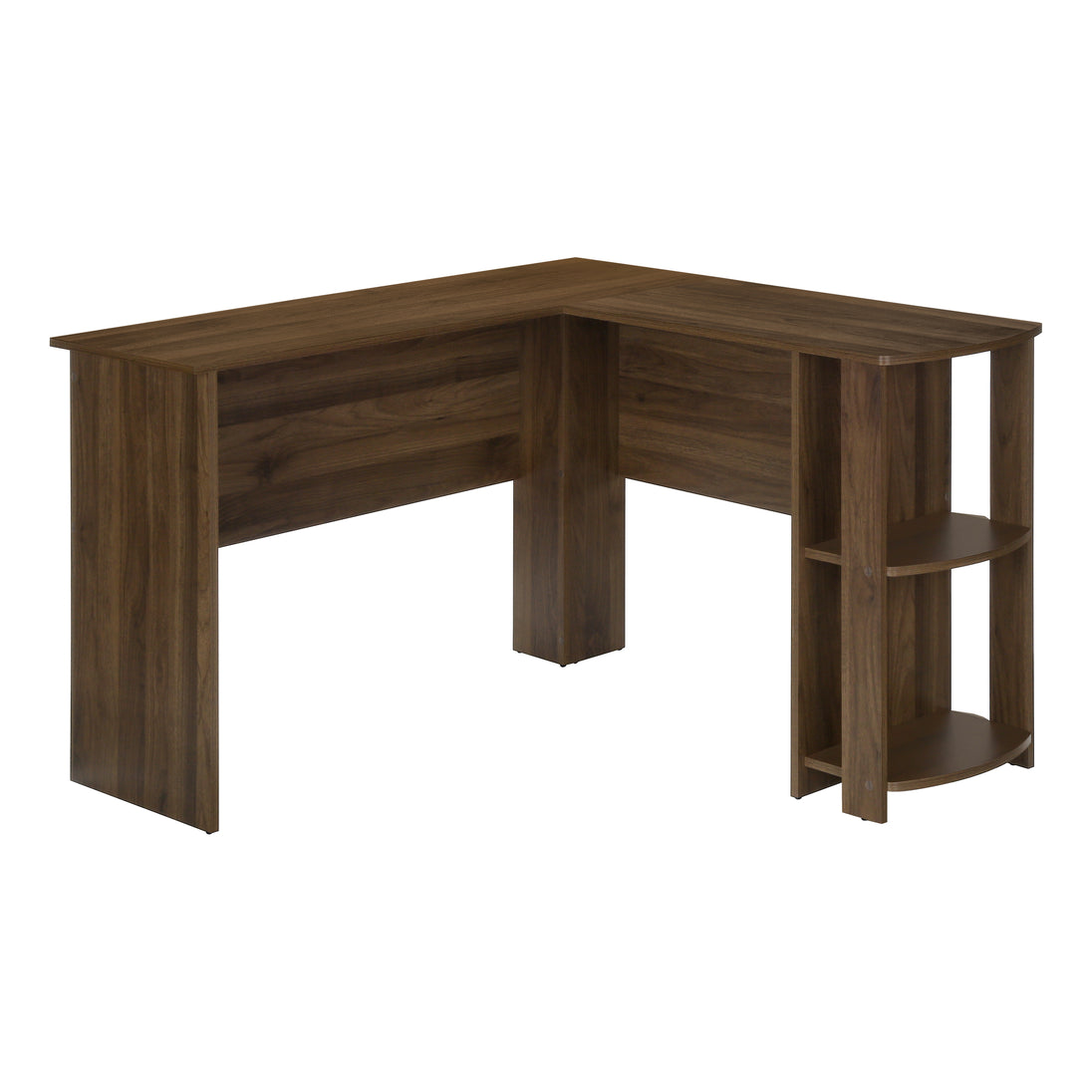 I 7721 Computer Desk - Dark Walnut L-Shaped Corner / 2 Shelves - Furniture Depot