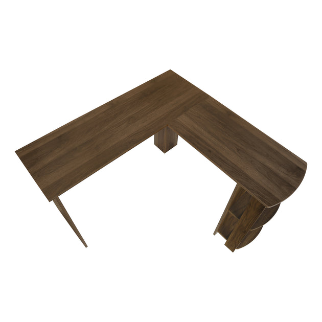 I 7721 Computer Desk - Dark Walnut L-Shaped Corner / 2 Shelves - Furniture Depot