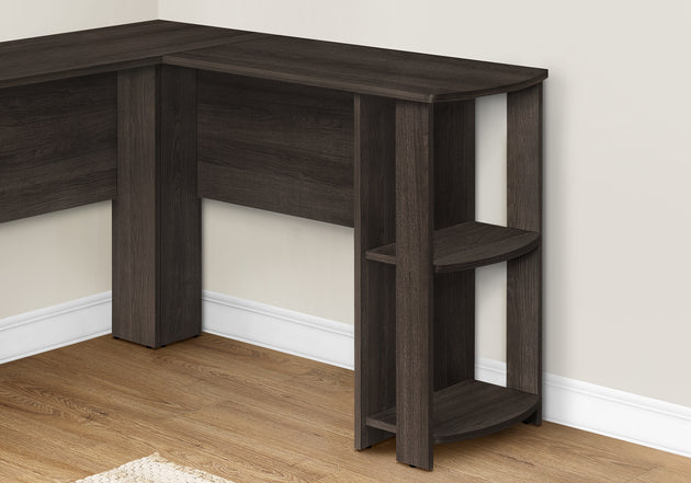 I 7722 Computer Desk - Brown Oak L-Shaped Corner / 2 Shelves - Furniture Depot
