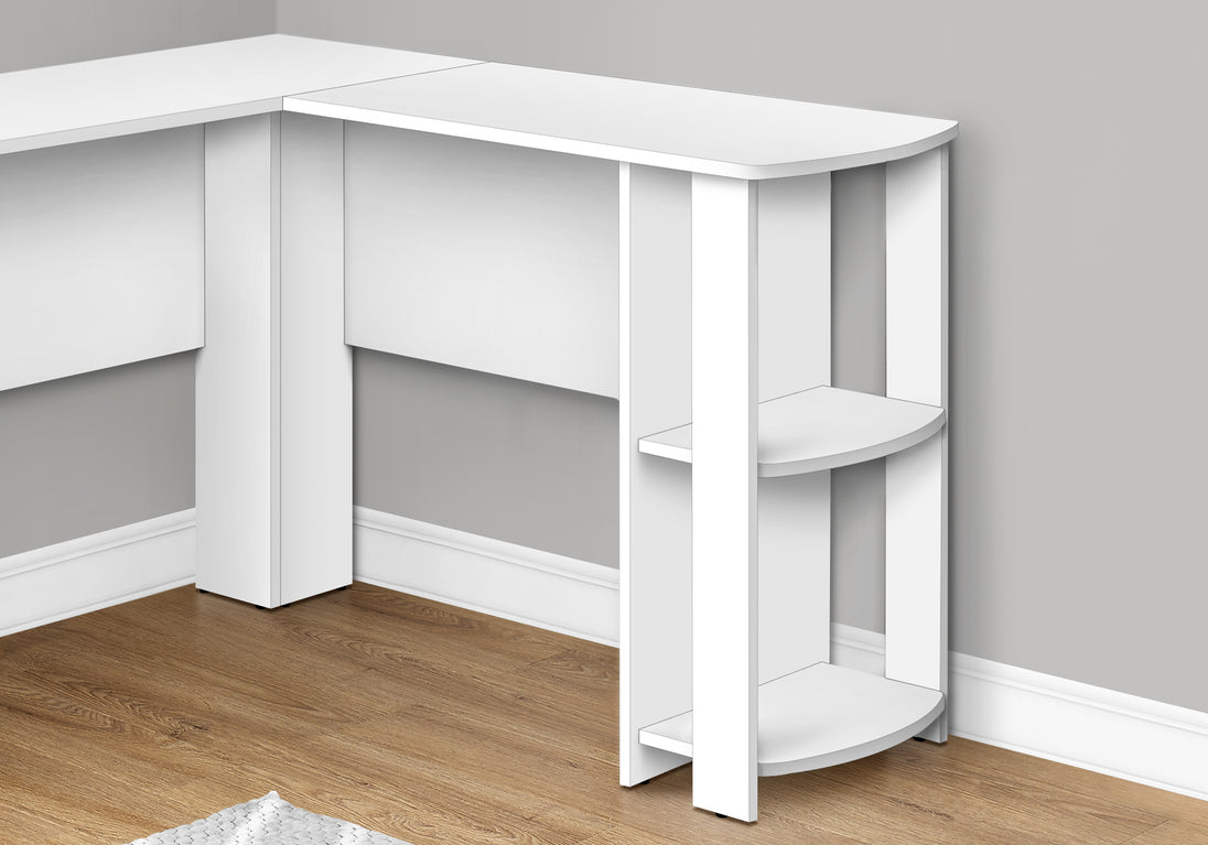 I 7723 Computer Desk - White L-Shaped Corner / 2 Shelves - Furniture Depot