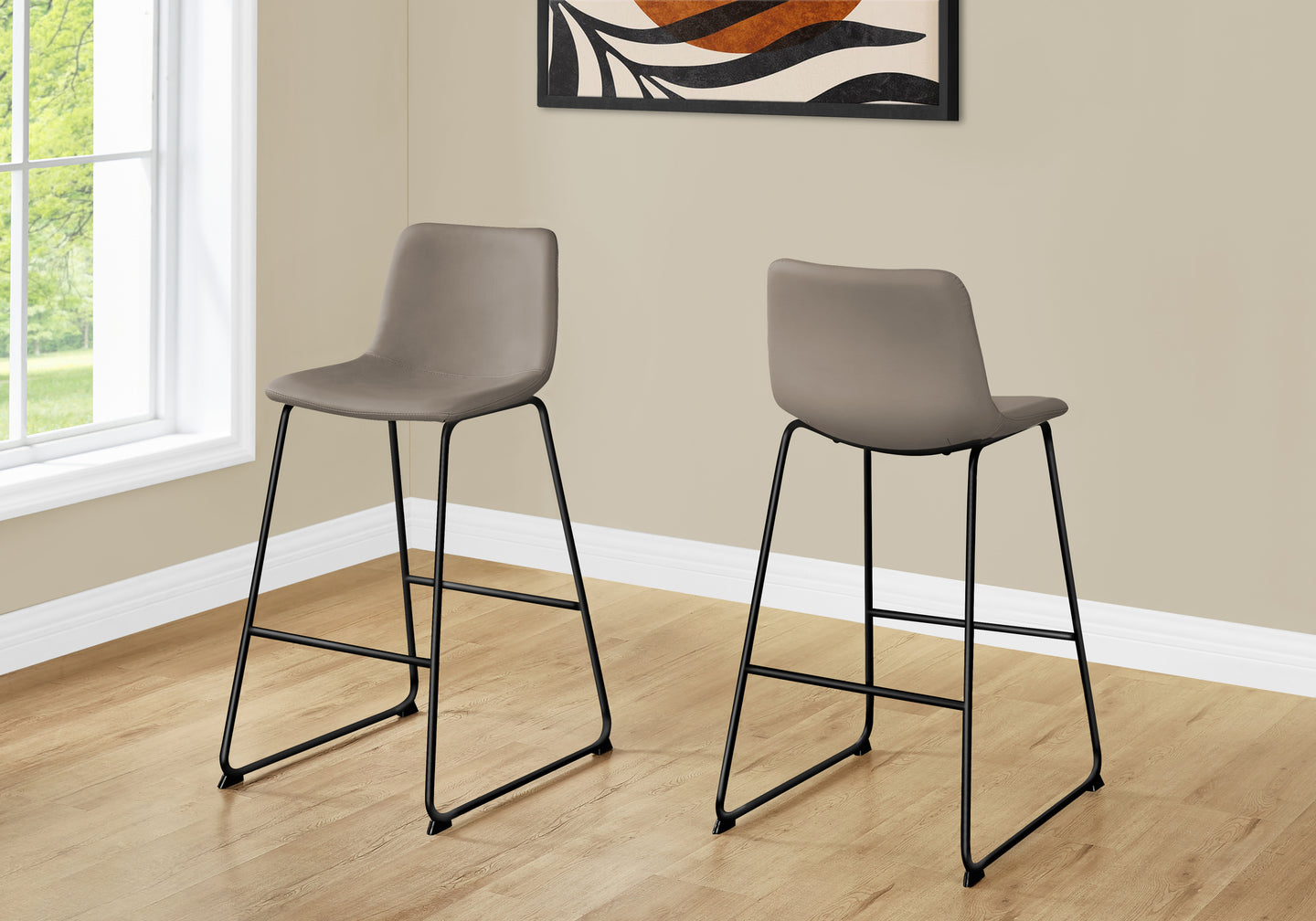 I 7751 Office Chair - Taupe Leather-Look / Stand-Up Desk - Furniture Depot