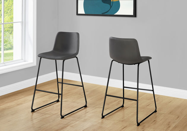 I 7752 Office Chair - Grey Leather-Look / Stand-Up Desk - Furniture Depot