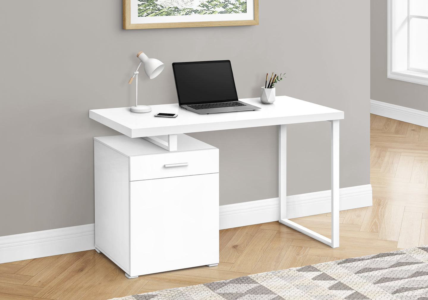 I 7760 Computer Desk - 48"L / White Left Or Right Facing - Furniture Depot
