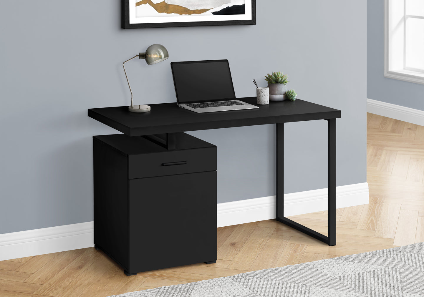 I 7761 Computer Desk - 48"L / Black Left Or Right Facing - Furniture Depot